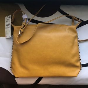 *NWT* Zara Yellow Studded Bucket Bag